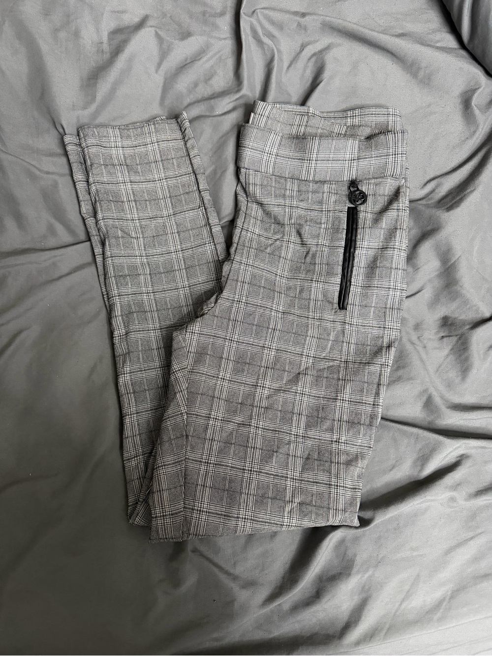 Calvin Klein Gray Plaid Dress Pants with Zip Pocket